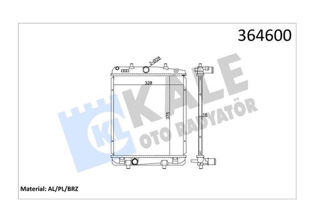 X RADYATOR P107 - C1 DV4TD 1.4HDI 8V - TOYOTA AYGO D4D MEKANIK 375X328X16 AL - PL - BRZ