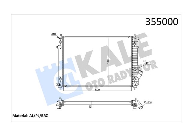 RADYATOR CHEVROLET AVEO MEKANIK AL/PL/BRZ 600X418X26