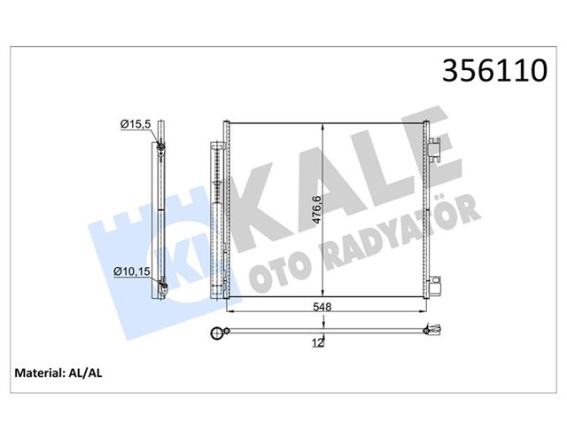 KONDENSER KADJAR - KOLEOS - ESPACE 15 QASHQAI - X - TRAIL 13 1.2 1.5/1.6DCI 12V KURUTUCULU 12MM AL/BRZ 536X476.6X12 921009251R - 9211000Q0A