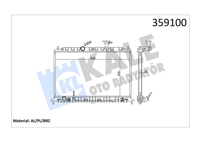 X RADYATOR KIA RIO II 1.4 16V - 1.6 16V - CWT 05 MEKANIK AC / - AL/PL/BRZ 370X645X26