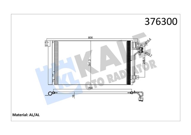 KLIMA KONDENSERI TRANSPORTER T5 - MULTIVAN V 715X391X16 AL - AL