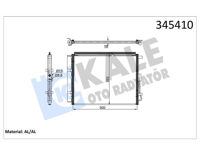KLIMA KONDENSERI HYUNDAI I30 1.6T - GDI 15 KIA CEED 1.0 T - GDI 15 521X383 MEK AL/AL