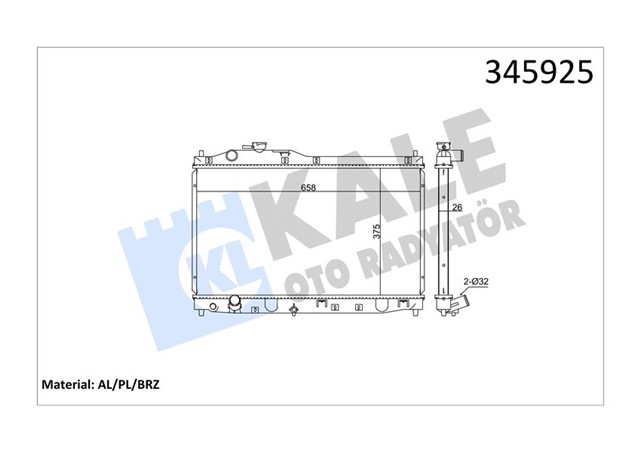 RADYATOR HONDA S2000 2.0 99 375X658X16 AC / - MEK AL/PL/BRZ