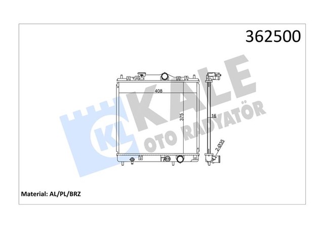 RADYATOR MITSUBISHI COLT IV - LANCER V AL/PL/BRZ 375X408X16