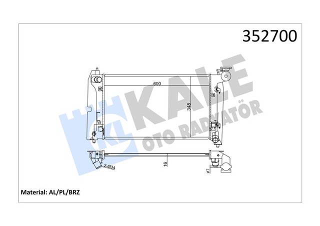 X RADYATOR COROLLA 1.4/1.6 VVTI OTOMATIK AL/PL/BRZ 600X355X16
