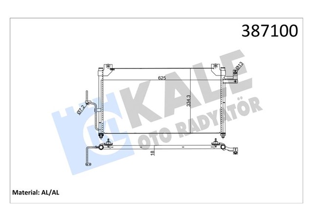 KLIMA KONDENSERI MAZDA 323 F VI - 323 S VI AL - AL 625X338X16