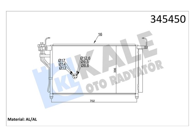 KLIMA KONDENSERI HYUNDAI H1 2.5 CRDI 08 685X400X16 AL/AL