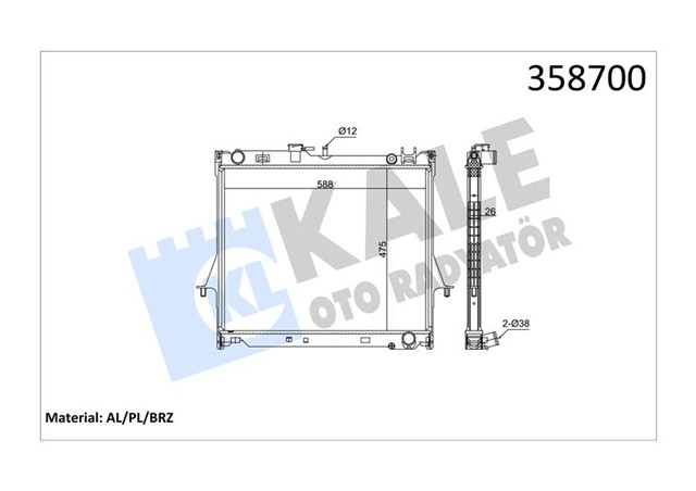 RADYATOR ISUZU DMAX - MANUEL AL - PL - BRZ 475X588X26