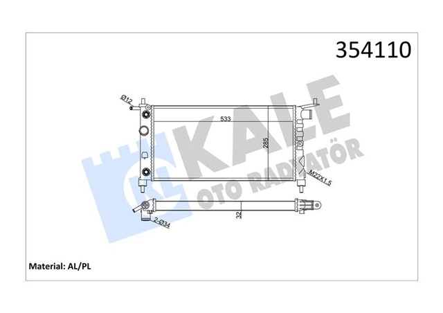 RADYATOR CORSA B - TIGRA1.4I 16V - 1.6I 16V KLIMASIZ OTOM 530X285X26