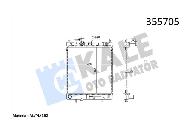 RADYATOR NISSAN MICRA II MT AL/PL/BRZ 26 MM 2141098B00 - 2141098B15 - 2146097B00 - 2146097B15 - 214601F520 - 214601F521 - 214605F600 - 214605F615