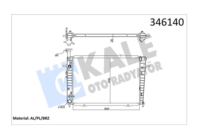 RADYATOR HYUNDAI TUCSON - KIA SPORTAGE 2.7 04 - 10 OTOM.SANZ AC / - 640X462X18 AL/PL/BRZ