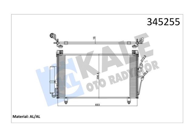 KLIMA KONDENSERI MITSUBISHI OUTLANDER 2.0I 16V - 2.4I 16V 03 635X400X16 OTO. - MEK. AL/AL