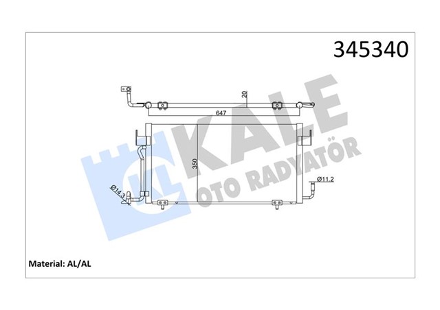 KLIMA KONDENSERI PARTNER 96 BERLINGO 96 XSARA 97 - 00 1.8D - 1.9D 648X328X16 AL/AL