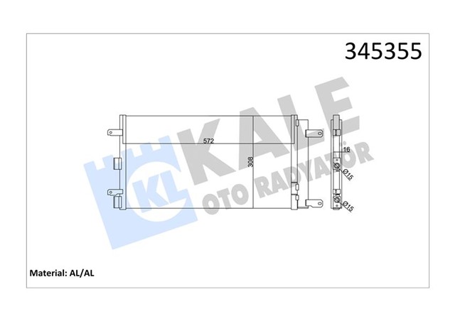 KLIMA KONDENSERI DOBLO 01 1.4 - 1.6 16V 595X303X16 AL/AL
