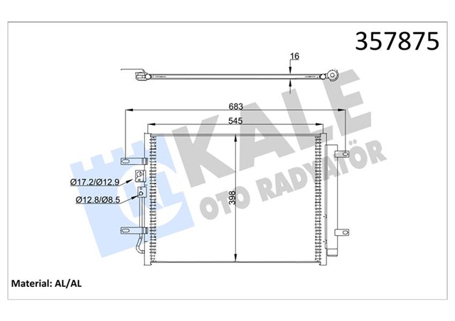 KONDENSER HYUNDAI IONIQ 1.6 GDI 16 - - KIA NIRO 1.6 GDI 16 - AL/AL