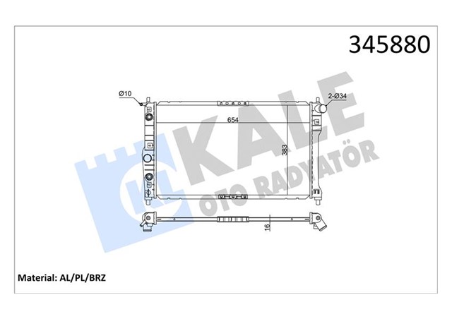 RADYATOR CHEVROLET - DAEWOO NUBIRA 00 AC / - OTOM. 655X378X16 AL/PL/BRZ