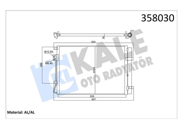KONDENSER KIA RIO IV 1.25 1.25 LPG 1.4 17 - STONIC 1.2 - 1.4 CVVT 1.4 LPG 17 - KURUTUCULU 16MM