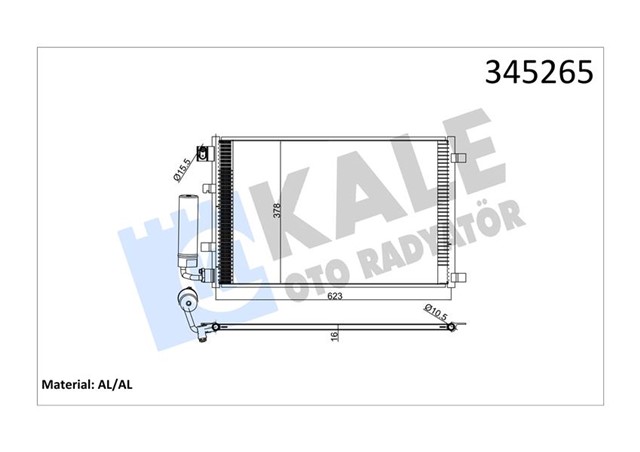 KLIMA KONDENSERI QASHQAI 2 J10 - JJ10 1.6 07 643X377X16 AL/AL