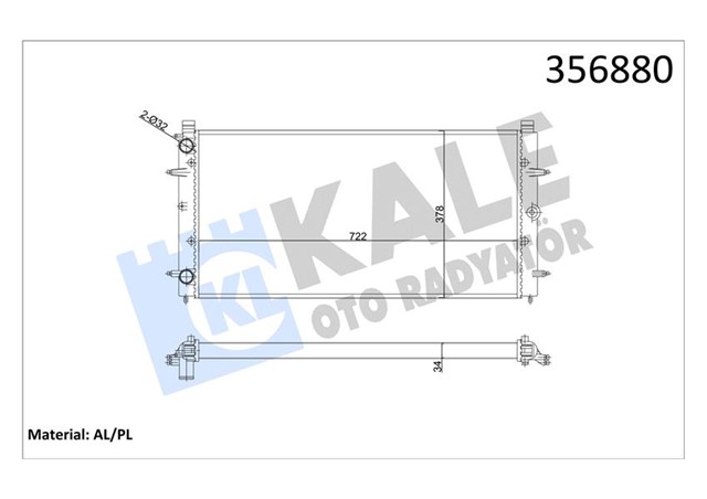 SU RADYATORU VW TRANSPORTER IV 1.8 1.9D - TD 2.4 2.5TDI 92 - 03 MT AC NAC MEKANIK 722X378X32 701121253K - 701121253M