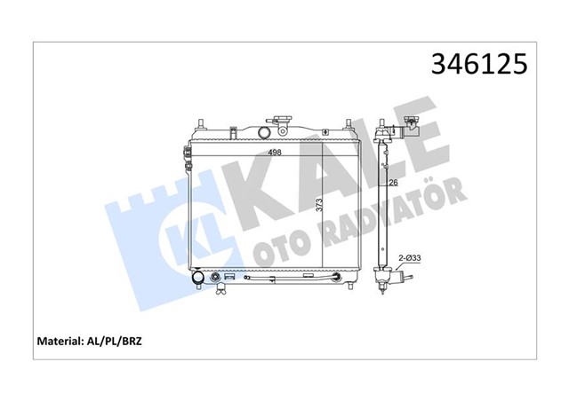 RADYATOR HYUNDAI GETZ 1.6 02 - 05 370X490X26 AC / - OTOM AL/PL/BRZ