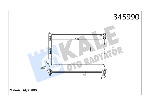 RADYATOR MITSUBISHI LANCER 08 OUTLANDER 06 - 12 700X408X16 AC / - MEK AL/PL/BRZ