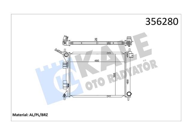 RADYATOR HYUNDAI I20 - I20 ACTIVE 1.1/1.4CRDI 14 MT 26MM AL/BRZ 480X368X26