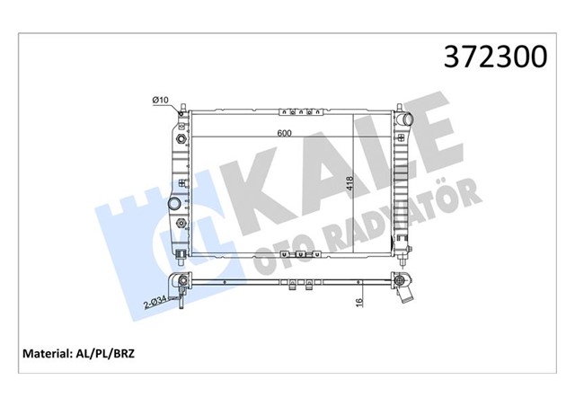 SU RADYATORU CHEVROLET AVEO - KALOS 1.4 OTOMATIK AL/PL/BRZ 600X418X16