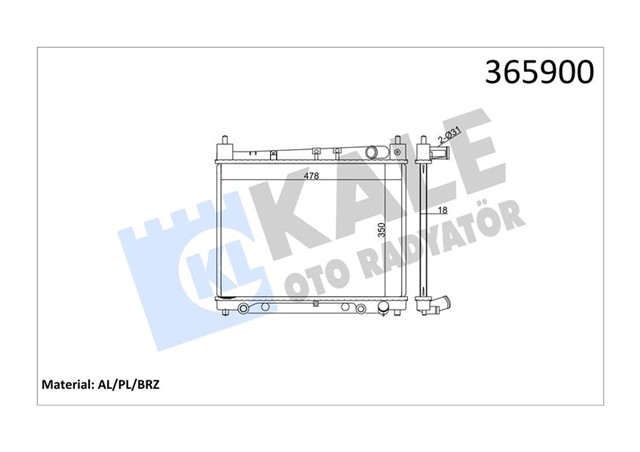 RADYATOR YARIS - YARIS VERSO AL/PL/BRZ 350X478X16
