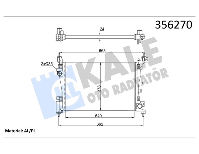 RADYATOR PEUGEOT BIPPER - CITROEN NEMO - FIAT FIORINO 1.4 08 MT 24MM AL/MKNK 540X378X24