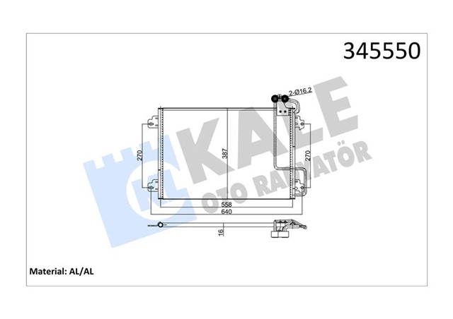KLIMA KONDENSERI SCENIC I 99 - 03 1.4 16V - 2.0 16V - 1.9DCI F9Q.7.34 538X381X16 AL/AL