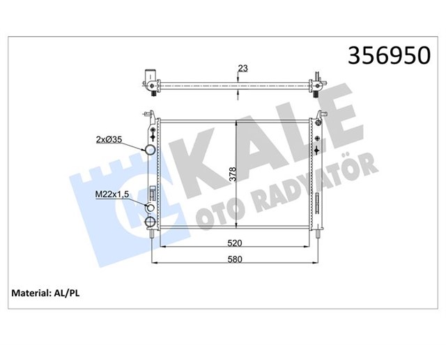 SU RADYATORU FIAT ALBEA - PALIO - STRADA 1.2 16V 02 MT AC MEKANIK 520X378X23