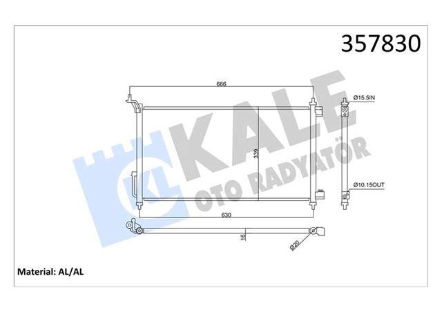 KONDENSER NISSAN JUKE 1.6 0 10 - TIIDA C 1.6 1.8 07 - 12 - KURUTUCUSUZ 16MM