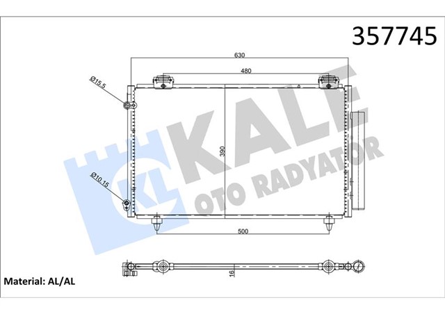 KLIMA KONDENSERI COROLLA AL/AL 608X347X16
