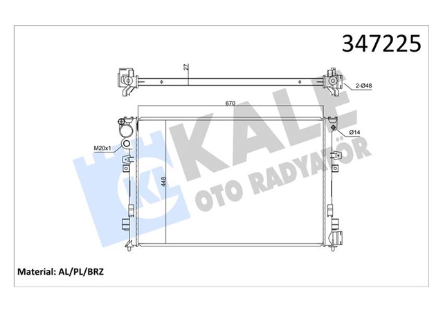 RADYATOR SCUDO - JUMPY - EXPERT 1.9D - 2.0JTD AC KLIMASIZ MEK 669X470X27