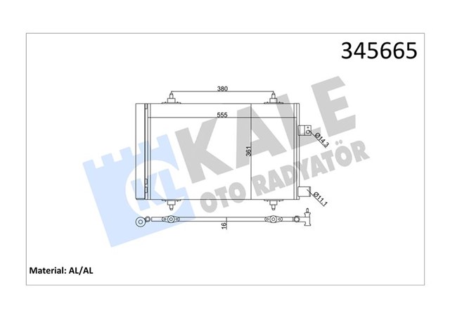 KLIMA KONDENSERI P508 1.6HDI - 1.6I 16V - 1.6VTI - 2.0HDI 10 C5 1.6HDI - 1.6THP 08 OTO. - MEK. AL/AL