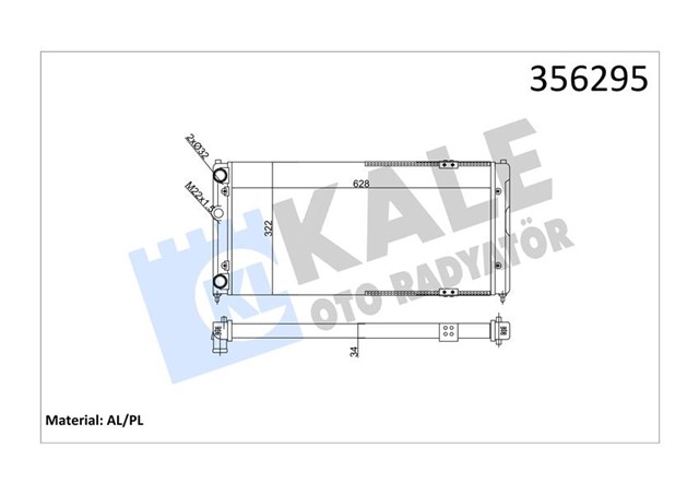 RADYATOR SEAT CORDOBA - IBIZA II - VOLKSWAGEN CADDY II - POLO - POLO CLASSIC RADYATOR AL/MKNK 628X322X34