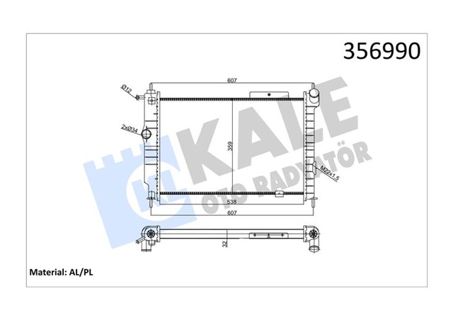 SU RADYATORU OPEL ASTRA F 1.4 1.6 1.8 16V 2.0 GSI 91 MT MEKANIK 538X359X32 52455053