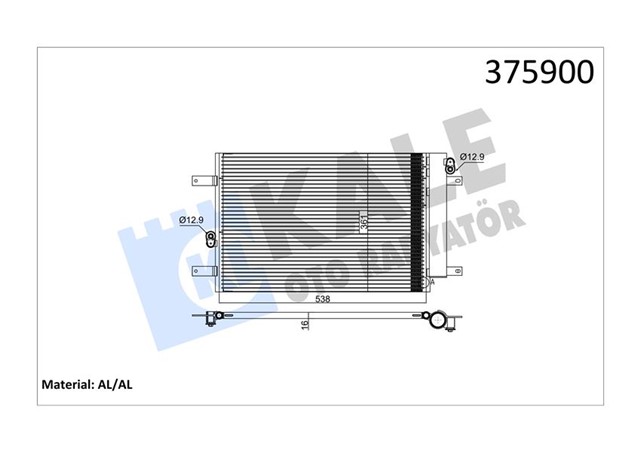 KLIMA KONDENSERI FORD GALAXY - SEAT ALHAMBRA - VW SHARAN AL/AL 538X361X16
