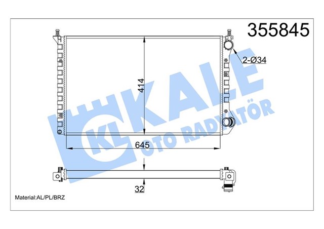 RADYATOR FIAT DOBLO RADYATOR AL/MKNK 645X414X32