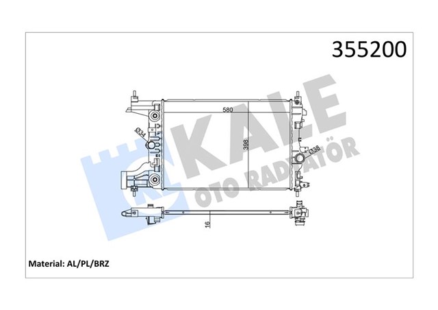 RADYATOR ASTRA J - CRUZE J300 - J305 - J308 AL/PL/BRZ 580X398X16