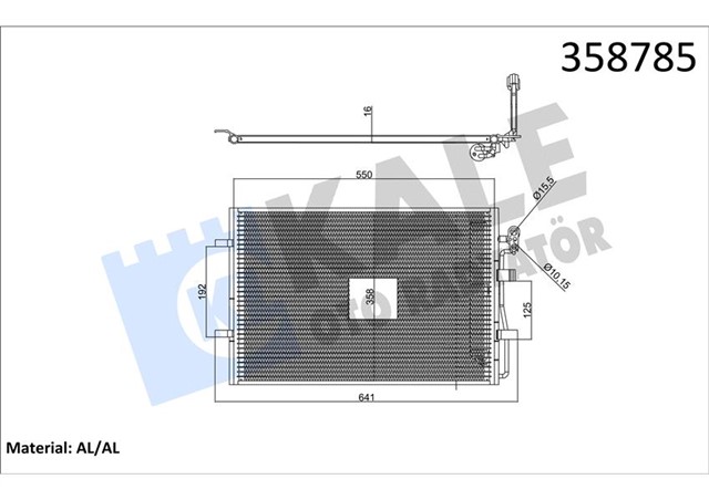 KONDENSER AL/BRZ MAZDA 3 1.6 MZ - CD/MZR - CD MAZDA 5 1.6 CD 08 - 13 KURUTUCULU - 16MM