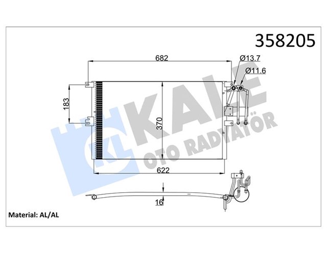 KLIMA RADYATORU KONDENSERI VECTRA B 95 - 02 AL/AL 625X370X20