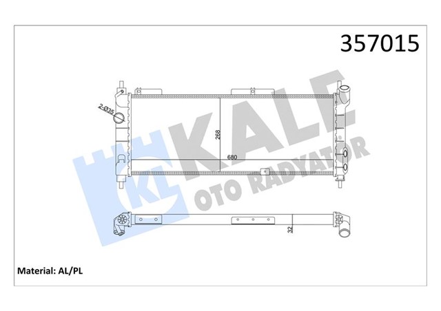 SU RADYATORU OPEL CORSA B - COMBO - TIGRA 1.2I 1.4I 1.6I 16V 93 MT AC MEKANIK 680X268X32