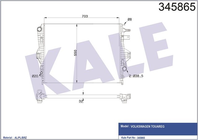 RADYATOR VW TOUAREG 4.2 V8 TDI 10 700X550X32 AC / - MEK OTOM AL/PL/BRZ