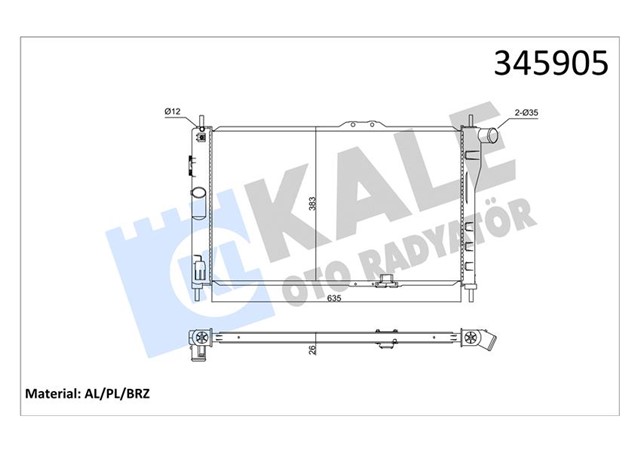 RADYATOR DAEWOO ESPERO 1.5 - 1.8 - 2.0 95 - 99 635X382X34 AC / - MEK AL/PL/BRZ