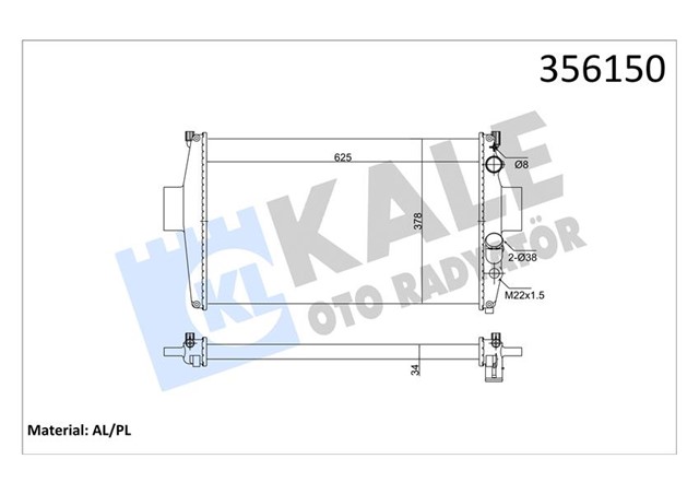 RADYATOR IVECO DAILY II RADYATOR CERCEVESIZ AL/MKNK 625X378X34