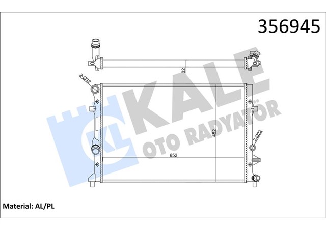 SU RADYATORU AUDI A3 - SKODA OCATAVIA II - YETI - VW CADDY III - GOLF VI - BEETLE - JETTA IV - TOURAN 1.2TSI 09 MT MEKANIK 652X452X32