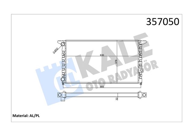 SU RADYATORU VW GOLF III - GOLF IV - CABRIOLET 2.0 91 - 02 MT AC NAC MEKANIK 630X378X32 1HM121253A - 1HM121253C - 1HM121253K - 1HM121253Q - 1HM121253R - 1EM121250A - 1HM121253G - 1HM121253J - 1HM121267E
