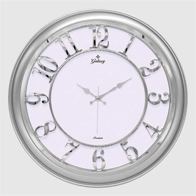 MF - 1965 - GK DUVAR SAATI GUMUS GRI CERCEVELI ICI BEYAZ 45CM KABARTMA RAKAMLI SELEFON KORUMALI AMERIKAN BRISTOL KADRAN METALIK AKREP/YELKOVAN/SANIYE AKAR SANIYELI MEKANIZMA AKRILIK BOYA MINERAL C