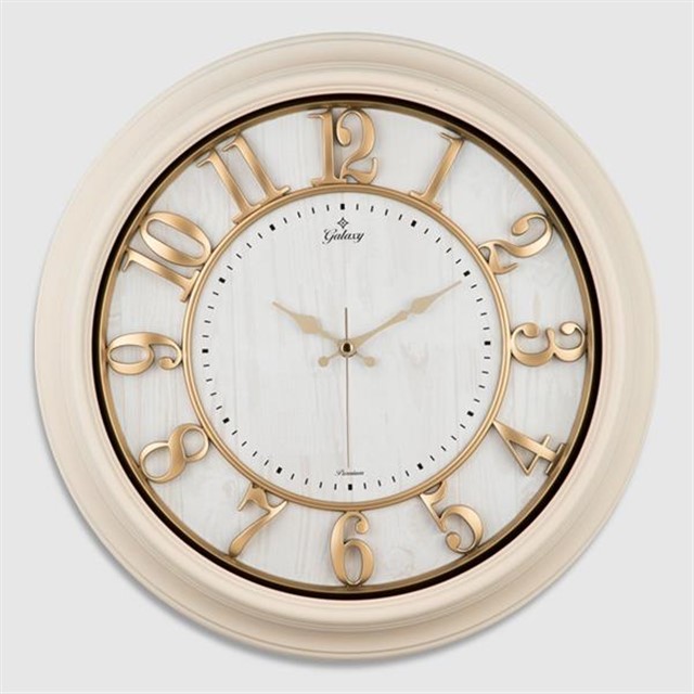 1963 - CA DUVAR SAATI BEYAZ CERCEVE 46CM KABARTMA RAKAMLI SELEFON KORUMALI AMERIKAN BRISTOL KADRAN METAL AKREP SANIYELI MEKANIZMA AKRILIK BOYA ABS HAMMADDE MINERAL CAM